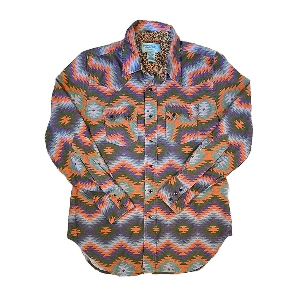 Tasha Polizzi Orange, Purple & Gray Aztec Button-Down Shirt